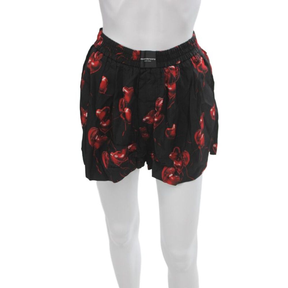 Alexander Wang Womens Sweat Shorts Black Viscose Geometric Hearts Size S